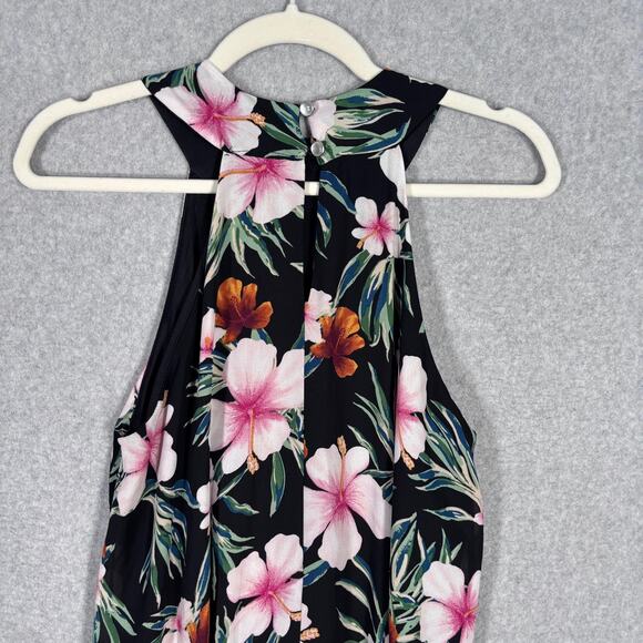 LTX Sportswear Mini Dress Small Black Tropical Hawaiian Flowy Cruise Resort USA‎ - Picture 7 of 11
